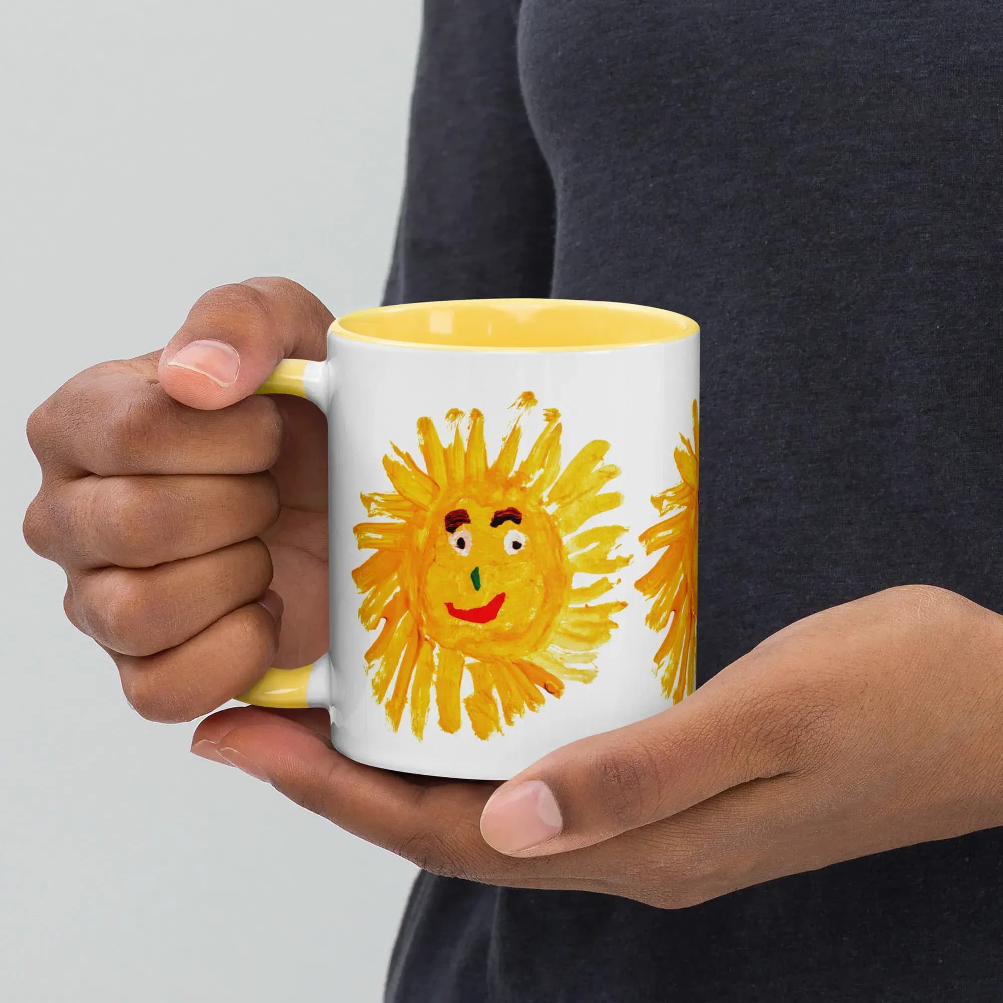 Golden Sun mug paired with saucer showing elegant table presentation