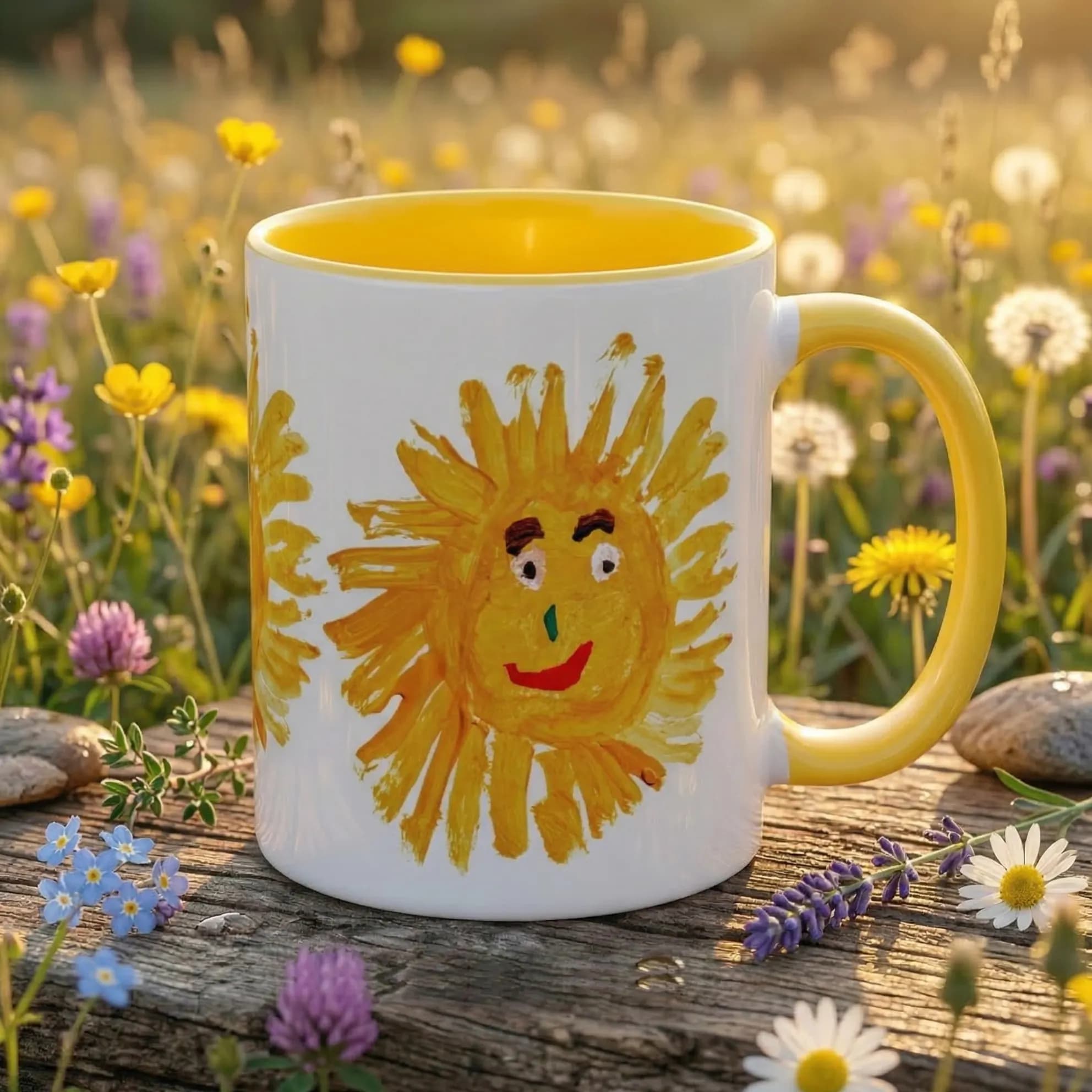 Golden Sun mug angled view showing rim and handle together