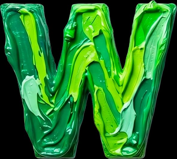 W - Hand-painted letter by kid artist Mia Mai