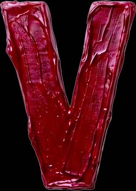 V - Hand-painted letter by kid artist Mia Mai